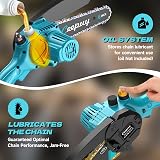 CEEPUY Mini Battery Chainsaw 2x4000mAh 6 Inch Cordless Electric Chainsaw with Oil Injector and Replacement Chain, Suitable for Pruning Garden Trees (880W) - 6