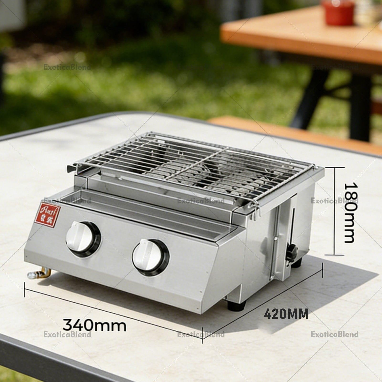 Grill gazowy stołowy, grill LPG, grill kempingowy, piknik, grill ogrodowy, grill ze stali nierdzewnej, grill bezdymny 2-Burner