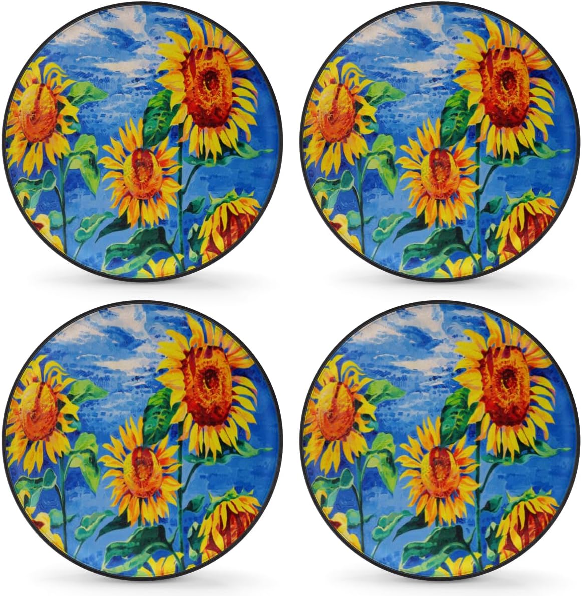 Colored Abstract Sunflower Tire Covers Portable Spare Tire Cover Soft Durable Waterproof Dustproof Set of 4 Bags 15 Inches for Car Truck SUV Trailer Camper
