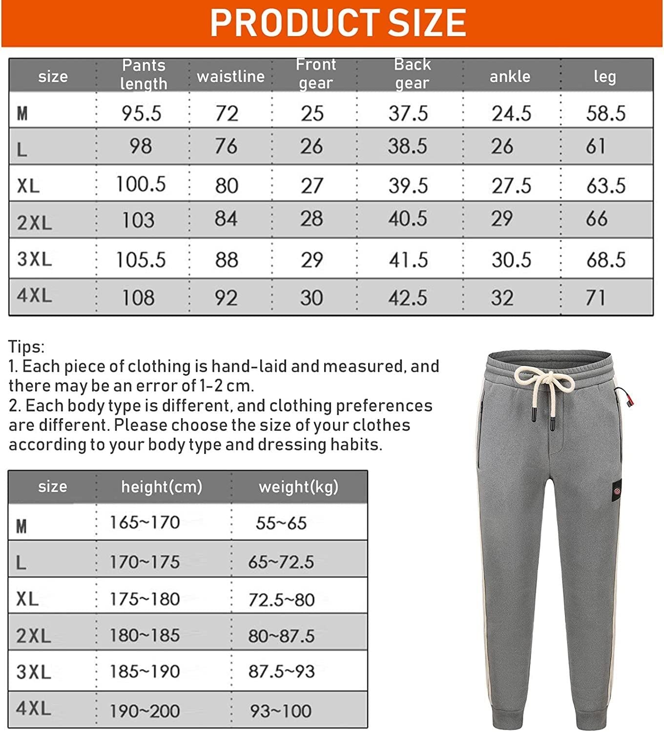 Pantaloni Termici Invernali da Uomo, Leggings in Pile elettrici USB con Controllo della Temperatura a 3 Livelli (Color : Grigio, Size : L/Large)