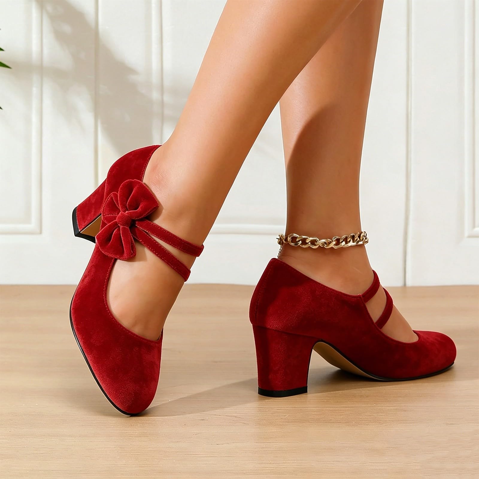 Mary Jane Zapatos de tacón para mujer, zapatos de noche, cómodos zapatos