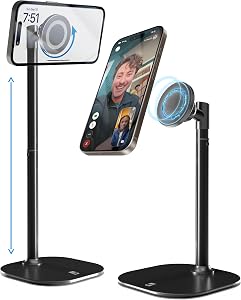 Cooper MagStand, Adjustable iPhone Stand for Desk & Video Recording | Tall Magnetic Phone Holder for Desk Compatible with MagSafe, Stand Magnetic Tripod for iPhone 17 Pro Max 16-12 Plus (Black)