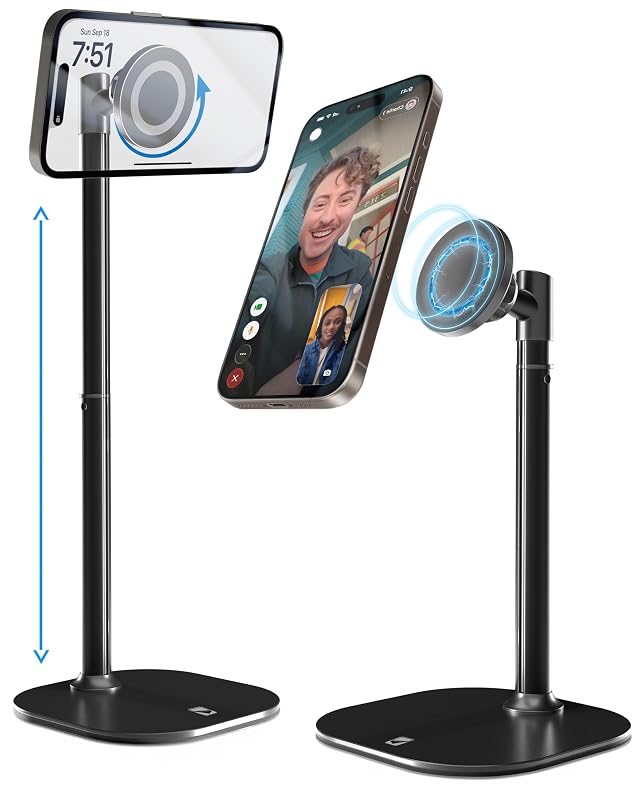 COOPER MagStand Adjustable Magnetic iPhone Stand for Desk Phone Holder for Video Recording Compatible with MagSafe Stand for