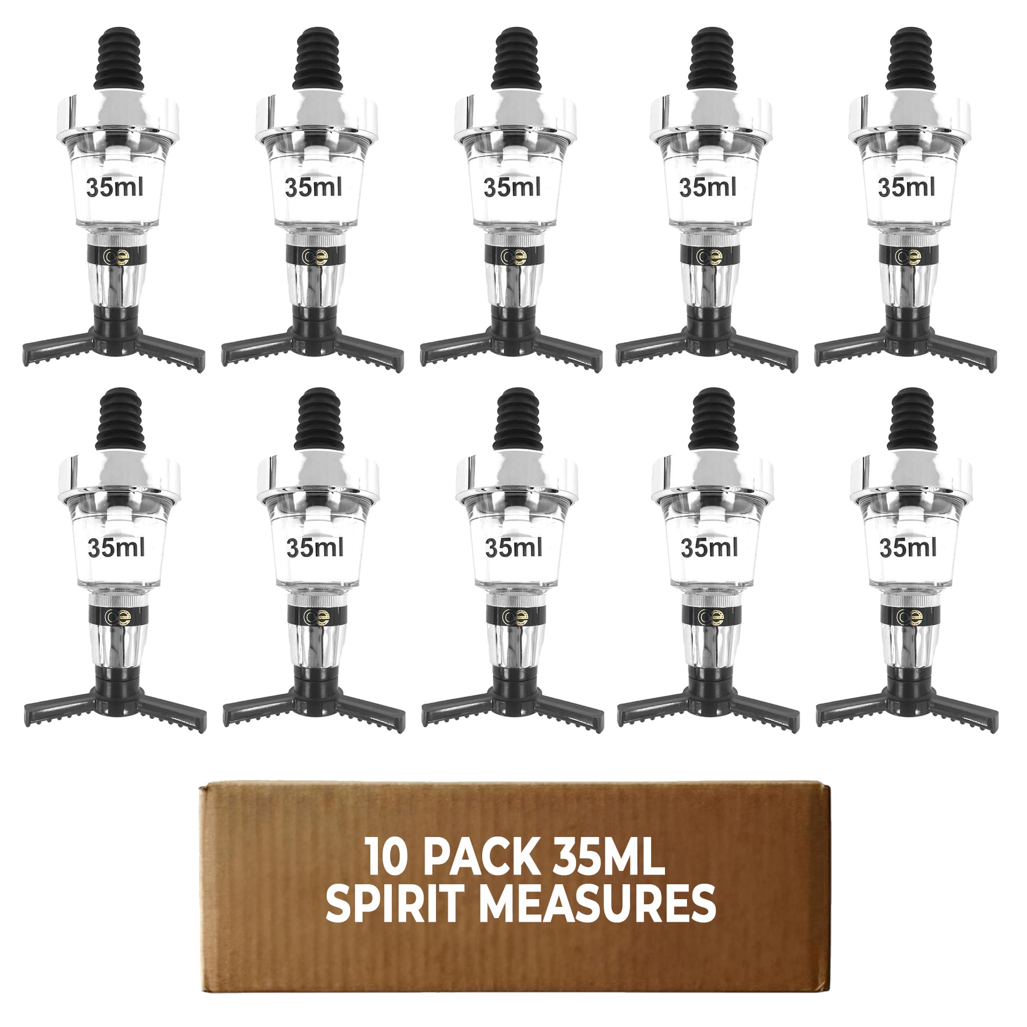 Chabrias Ltd Chrome Optic Spirit Measure – CE Government Stamped, UK Made Wall Mounted Optic Dispenser for Spirits, Ideal for Home Bars, Pubs & Commercial Bars (10, 35ml)
