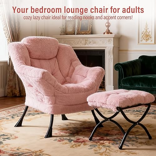 Miniatura 3 de Silla Lazy con otomana, silla moderna con reposapiés plegable, silla de acento de salón, cómoda silla de lectura, sillones de gran tamaño para