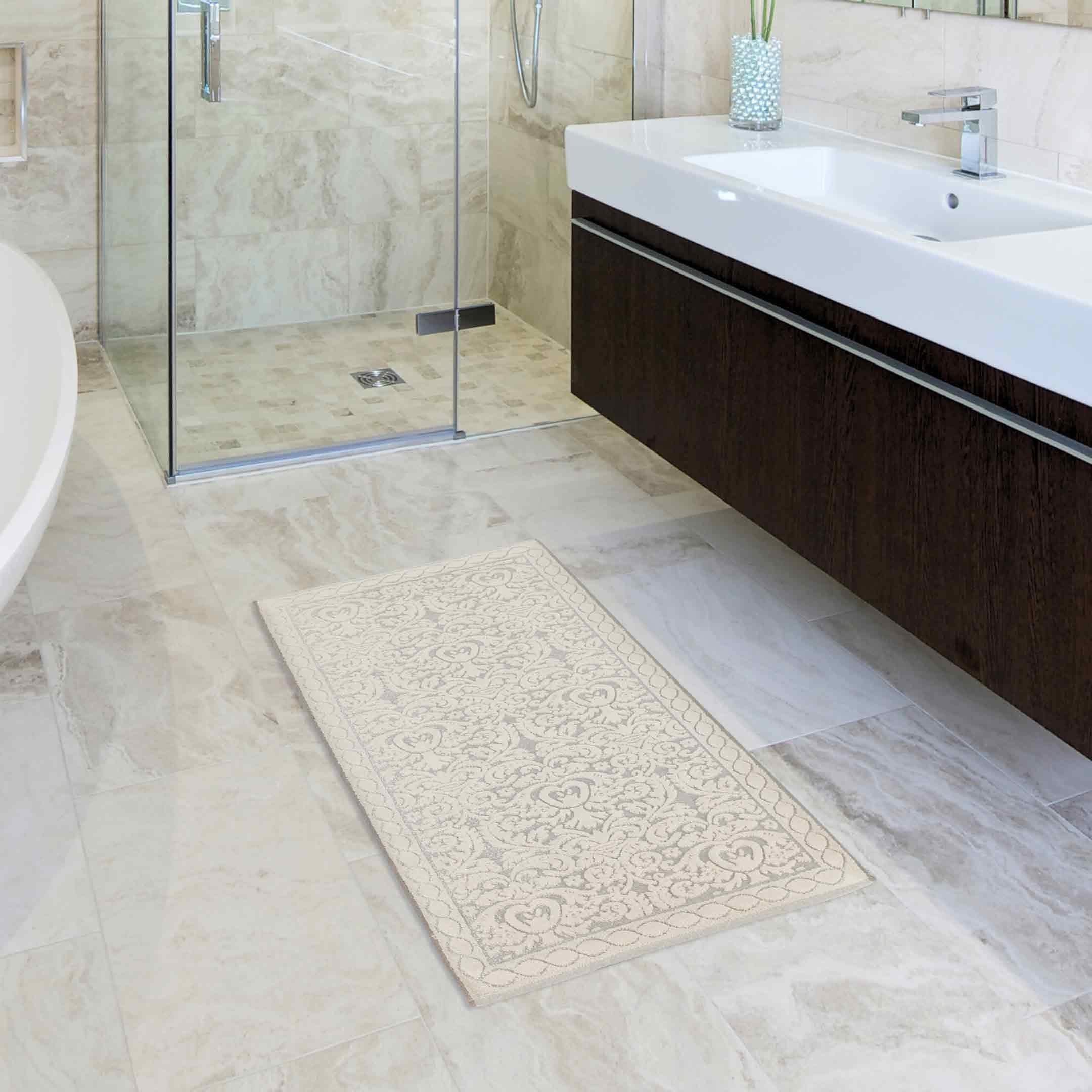 Casatessile Tapis de Bain éponge Coton Rebecca Tapis de Douche Long, Moyen ou de Douche - Tortora, 60x180 cm.