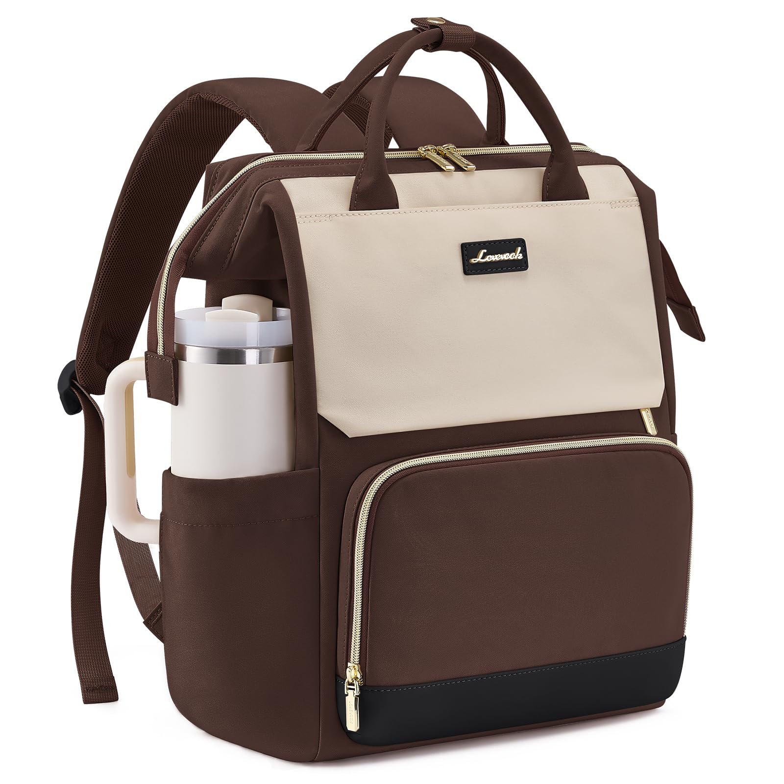 LOVEVOOK Rucksack Damen, 15,6 Zoll Laptop Schulrucksack für Große Trinkflasche, Travel Backpack Women Elegant, Schultasche Wasserdicht Reiserucksack Arbeitstasche Lehrertasche Tagesrucksäcke Daypack