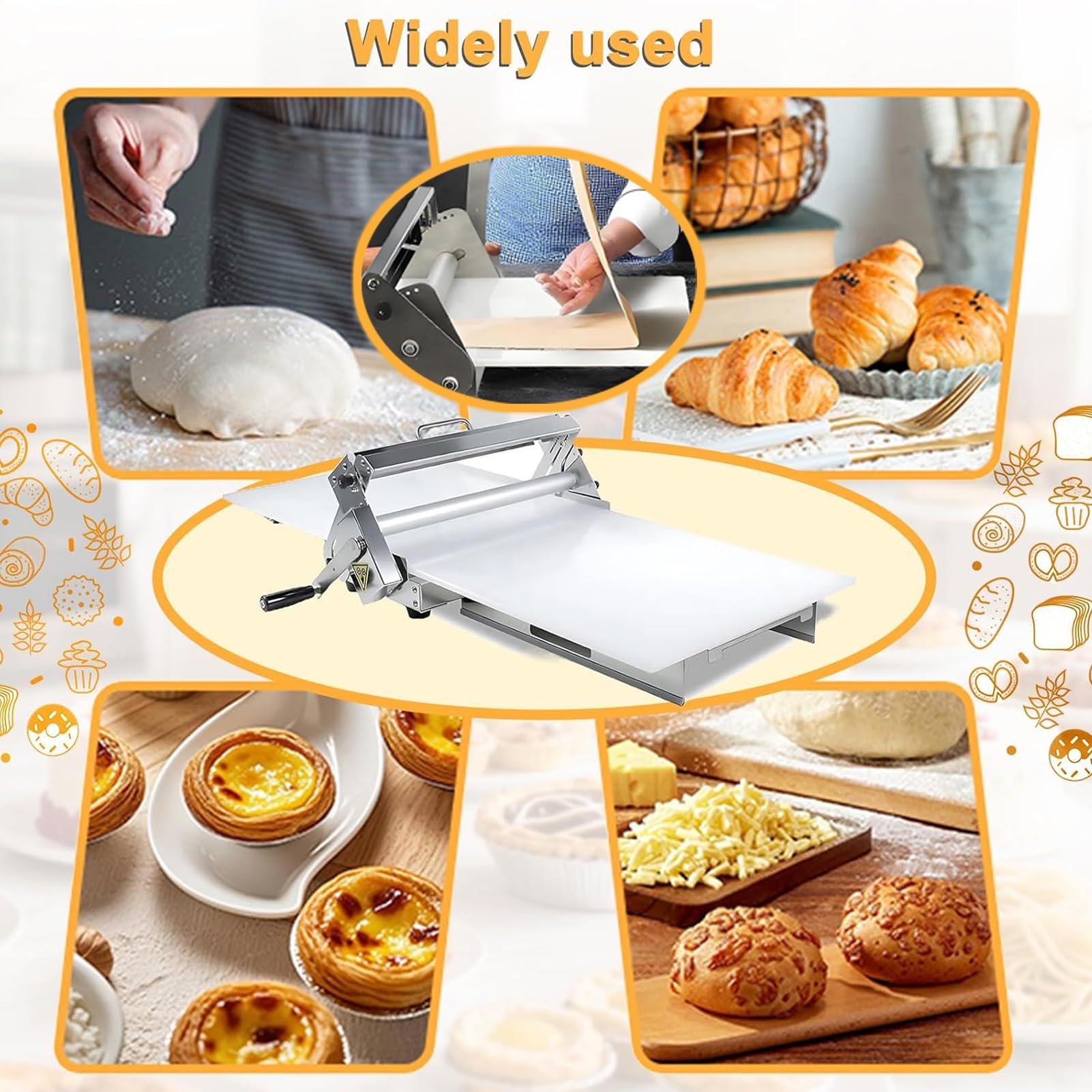 Sfogliatrice per Pasta, Macchina per Pasta sfoglia con Pasta Fondente, Macchina per stendere la Pasta con stenditori, Macchina sfogliatrice Manuale compatta