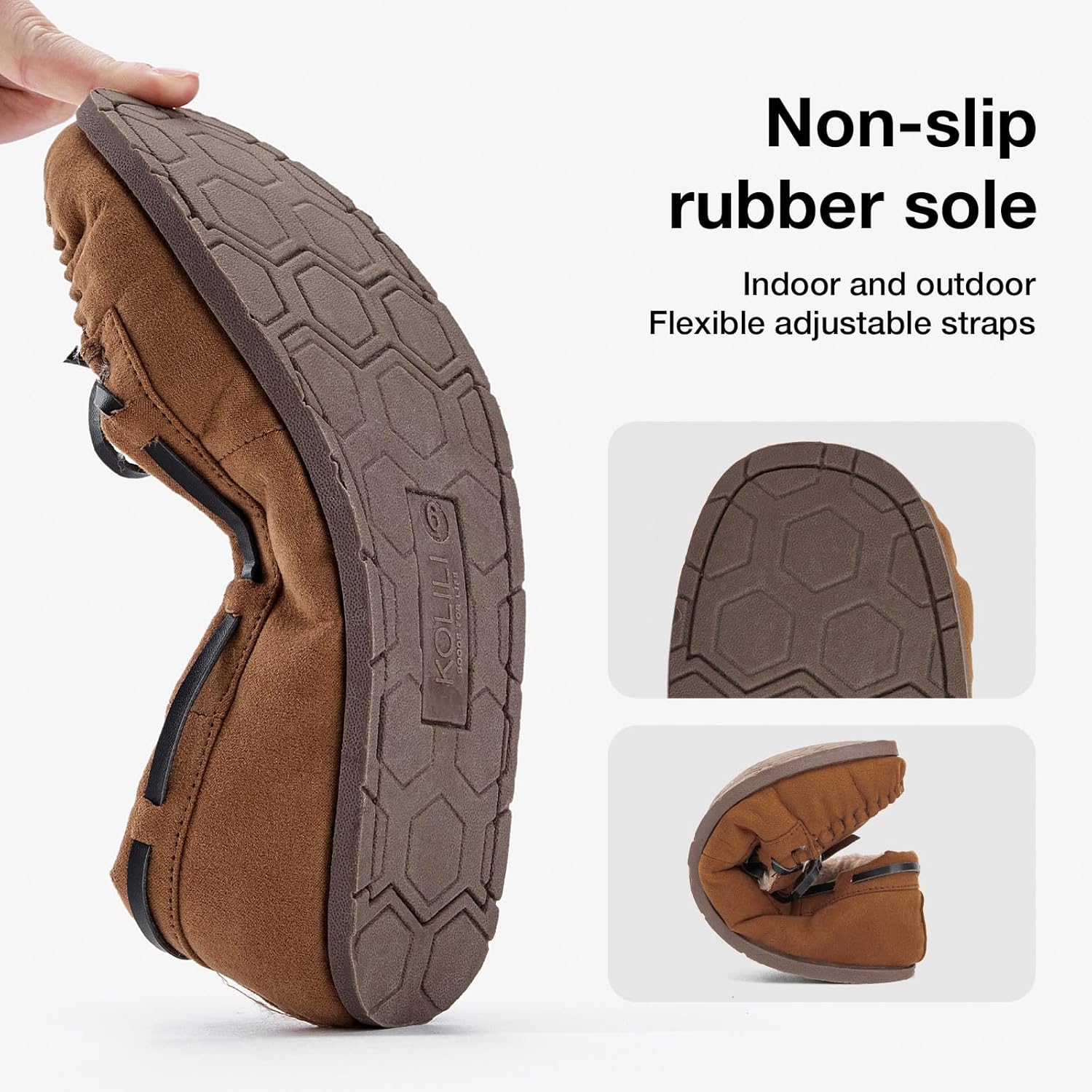 KOLILI Womens Faux Fur Moccasin Slippers, Indoor Outdoor Warm & Cozy House Shoes with Durable Rubber Sole - Image 4