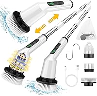 Vista 1 de Shower Scrubber with Long Handle for Cleaning Bathroom, Electric Spin Scrubber Cleaning Brush with IPX7 Waterproof & 2Speed, 3Brush Heads, Bathroom