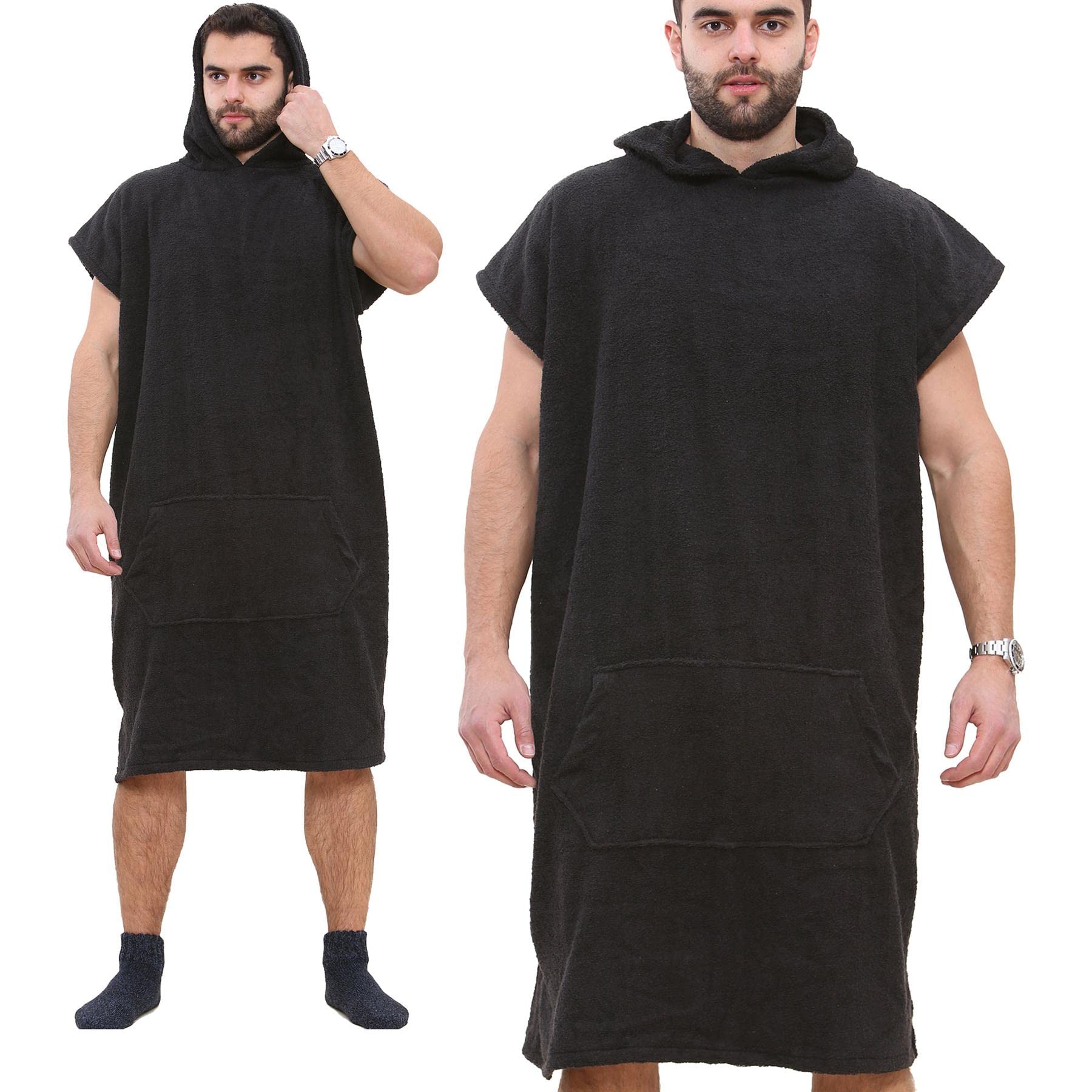 A2Z Adultes Serviette Poncho Peignoir Doux Plage Bain Maillot De bain Peignoir Femmes Hommes Hommes 100% Coton Doux Capuche Plage Bain Natation Surf Sports nautiques Peignoir Petit Moyen Grand XL XXL