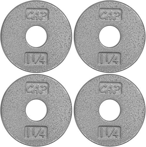 CAPHAUS Placas de peso estándar de hierro fundido sólido gris con agujero central de 1 pulgada para mancuernas estándar y asas de mancuernas, tamaño