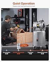 Vista 3 de VEVOR Compresor de aire de 13 galones, 2 HP, 4.6 SCFM a 90 PSI, tanque sin aceite, funcionamiento silencioso de 66 dB, ideal para inflar neumáticos