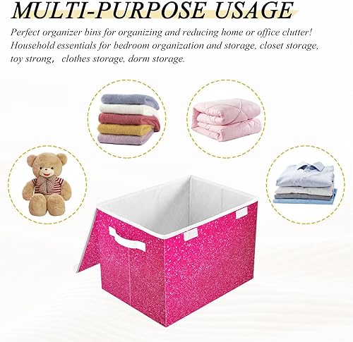 Miniatura 7 de GAIGEO Contenedores de almacenamiento plegables con purpurina rosa intenso, cajas de almacenamiento, organizadores y almacenamiento, organizadores