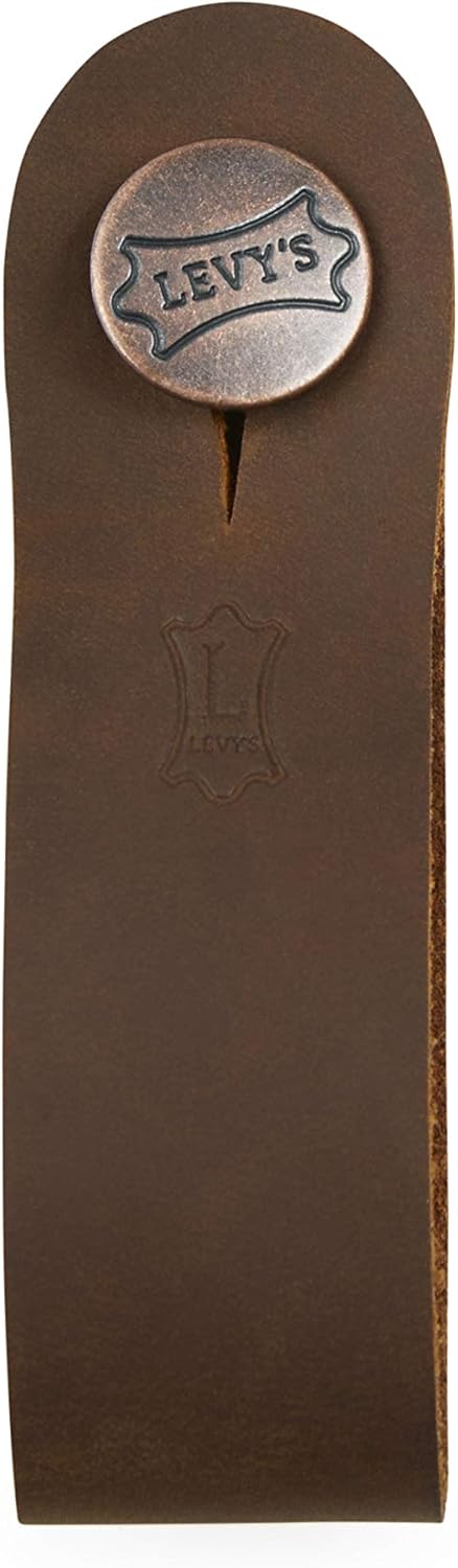 Levy's Leathers 2" Cotton Guitar Strap with Decorative Print and Suede Ends. Tri-glide adjustable to 65" (MC8U-006) & Headstock Strap Adapter for Acoustic Guitars; Brown Leather (MM18CH-BRN)