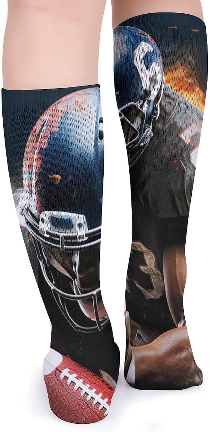 Breathable Crew Sock, Moisture Wicking, Athletic Calf Socks, Cozy | Cool American Football Compression Socks for Women Men, Lightweight High Work Socks for Business, Casual