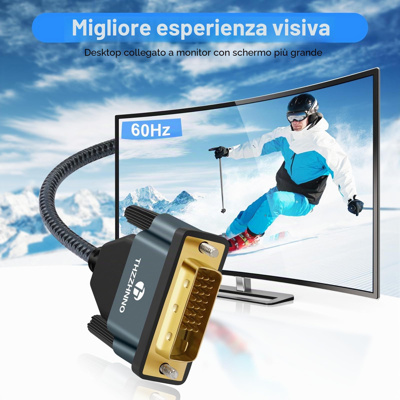 Cavo da DisplayPort a DVI 1M, Placcato Oro Adattatore da Maschio a Maschio in Nylon Intrecciato, 1080P@60Hz Compatibile con Computer, Desktop, Laptop, PC, Monitor, Proiettore