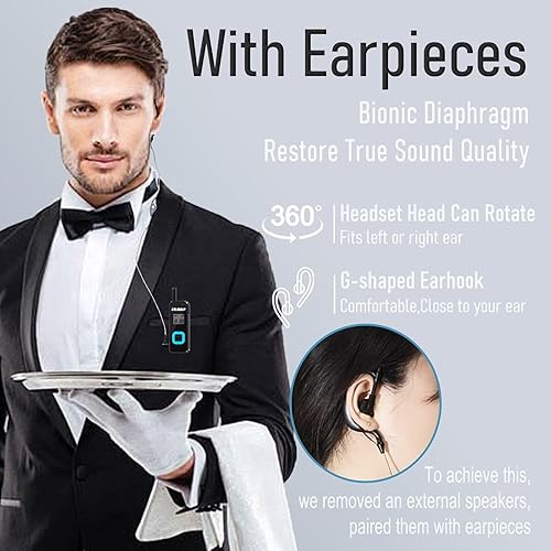 Miniatura 3 de T-M1 Super Mini Walkie Talkie para adultos, radios portátiles de dos vías con auricular, pequeña radio de 2 vías para restaurante, lugar de trabajo,