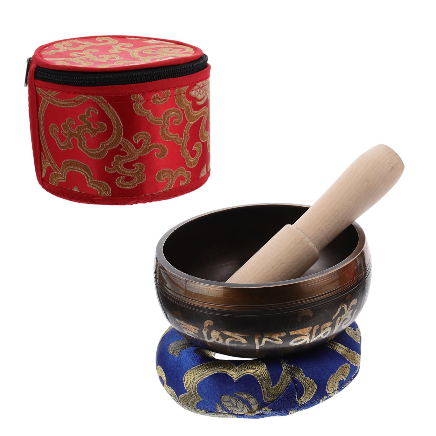 Bol Tibétain Chantant 1 Set en Cuivre avec Maillet, Coussin et Boîte