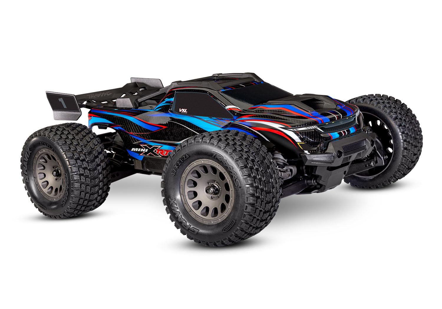 Traxxas MINI-​XRT 1/​16 Monster Truck, Voiture RC RTR 4x4 sans balais, Bleue, étanche, avec télécommande TQi et TSM