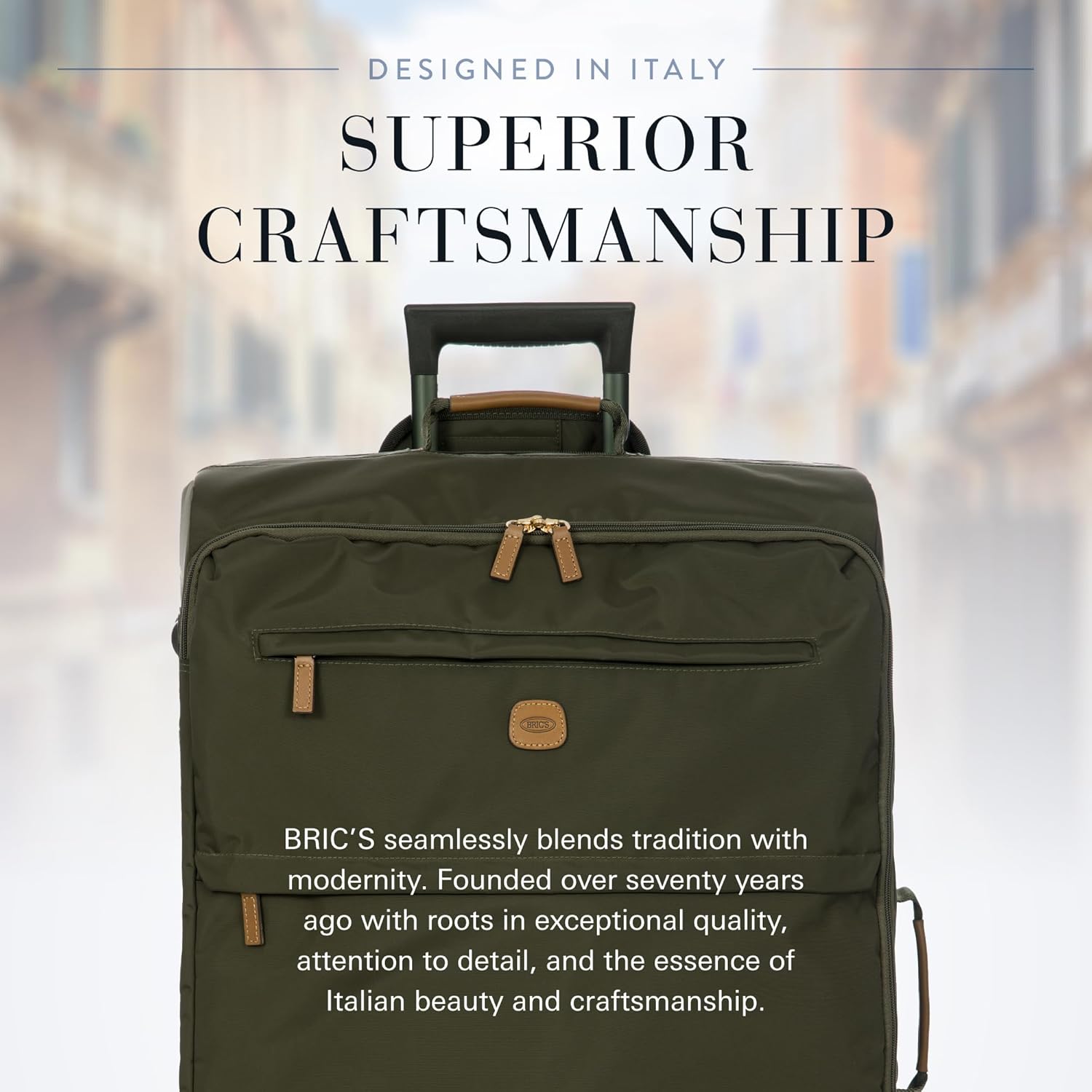 Bric's X-Bag Large Spinner with Frame, Water-Resistant 360° Wheeled Checked Luggage with Ergonomic Handle and Organized Interior – 30 Inch, Olive - Image 4