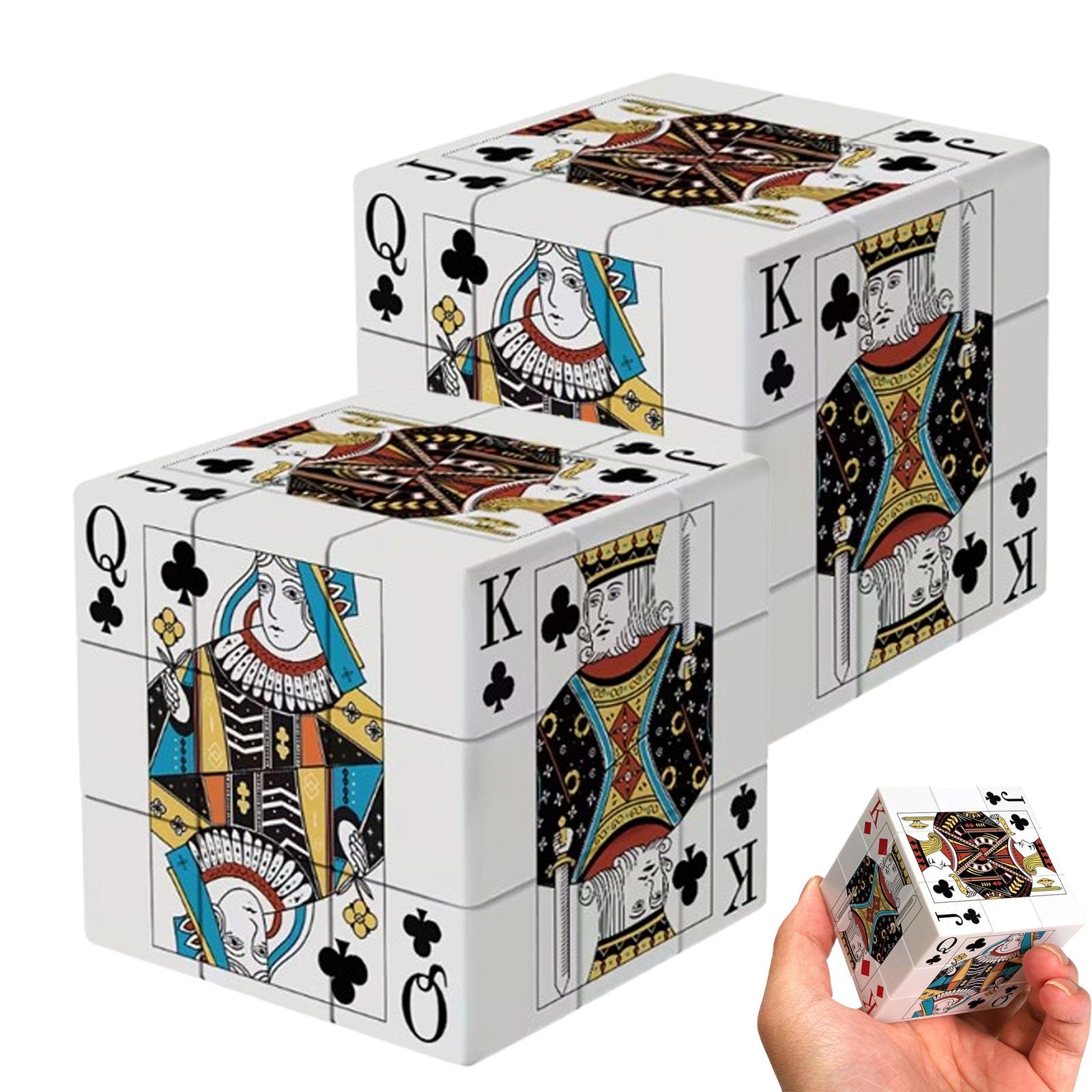 3x3 Poker Playing Card Cube Puzzle – UV-Printed Speed Cube, Smooth Turning Brain Teaser, Durable ABS Magic Cube Toy for Adults, Stress Relief Gift Puzzle (2pcs)