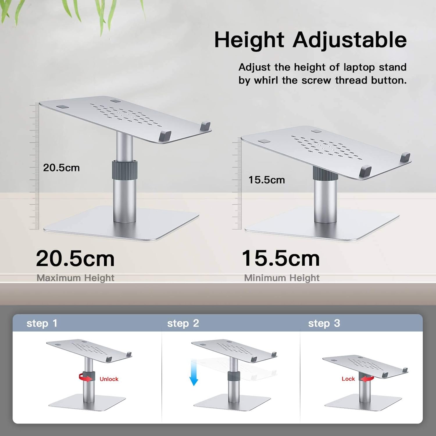 GIKERSY Swivel Laptop Stand, Adjustable Height Laptop Riser [360-Rotating] Ergonomic Computer Stand Notebook Holder for Desk Compatible with MacBook,Dell XPS,Lenovo More 10-16" Laptops