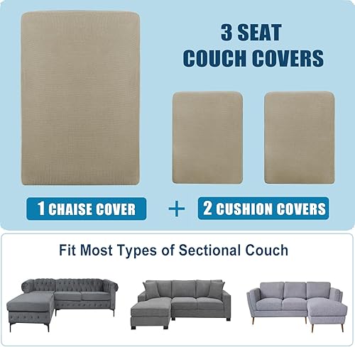 Miniatura 7 de Fundas repelentes al agua para sofá en forma de L, 3 piezas, fundas elásticas separadas para sofá seccional izquierdo y derecho para mascotas (2