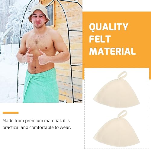 Miniatura 4 de Gorro de baño de fieltro de lana, gorro de sauna de absorción de agua, gorro de baño para ducha, con lazo para sauna, accesorios para sala de vapor