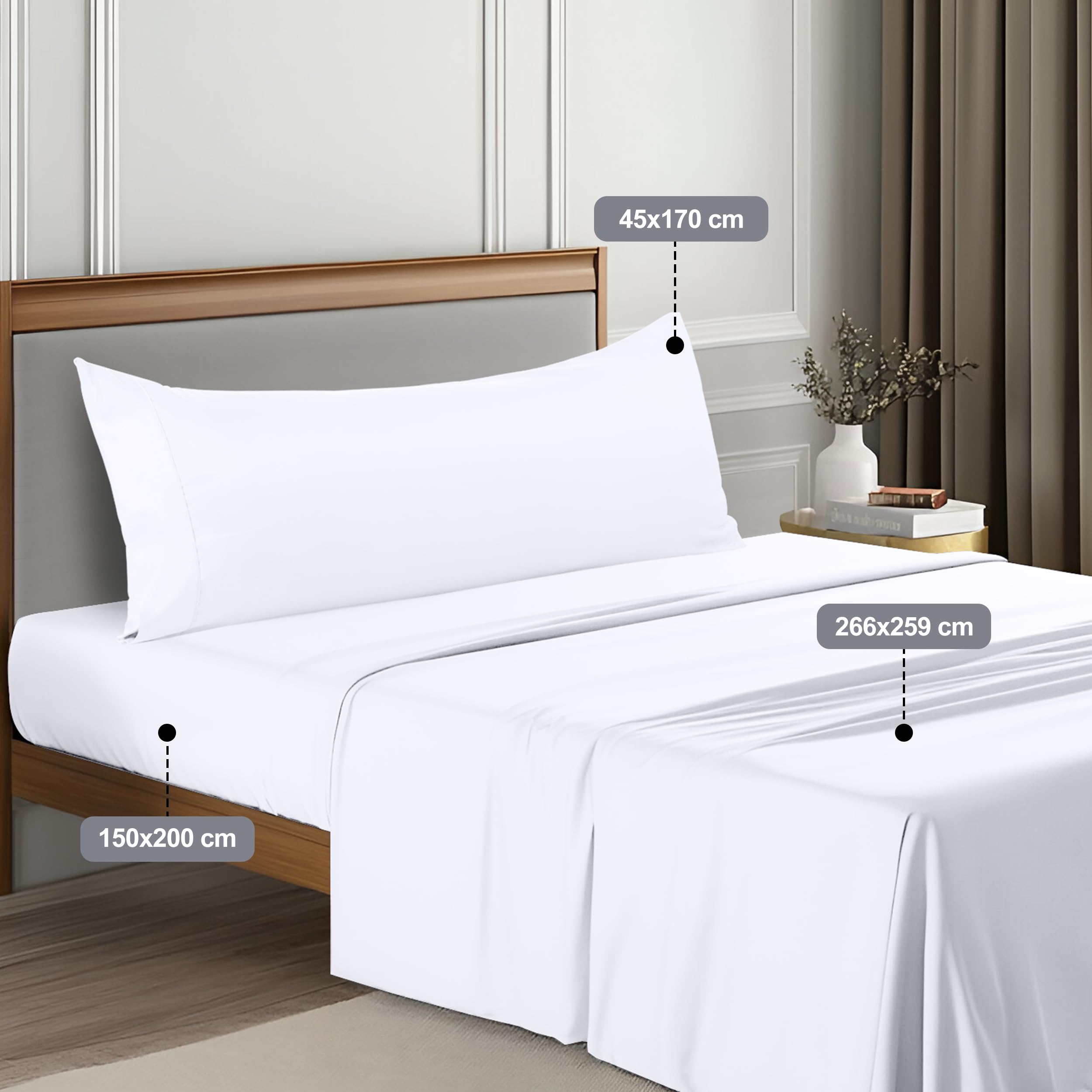 Utopia Bedding Juego de Sabanas 4 Piezas 135x190 - Poliéster Microfibra Cepillada - Oeko-Tex Certificado - Sábana Bajera, Sábana Plana y 2 Fundas de Almohada 50x75 (Cama 135, Gris) — view 160
