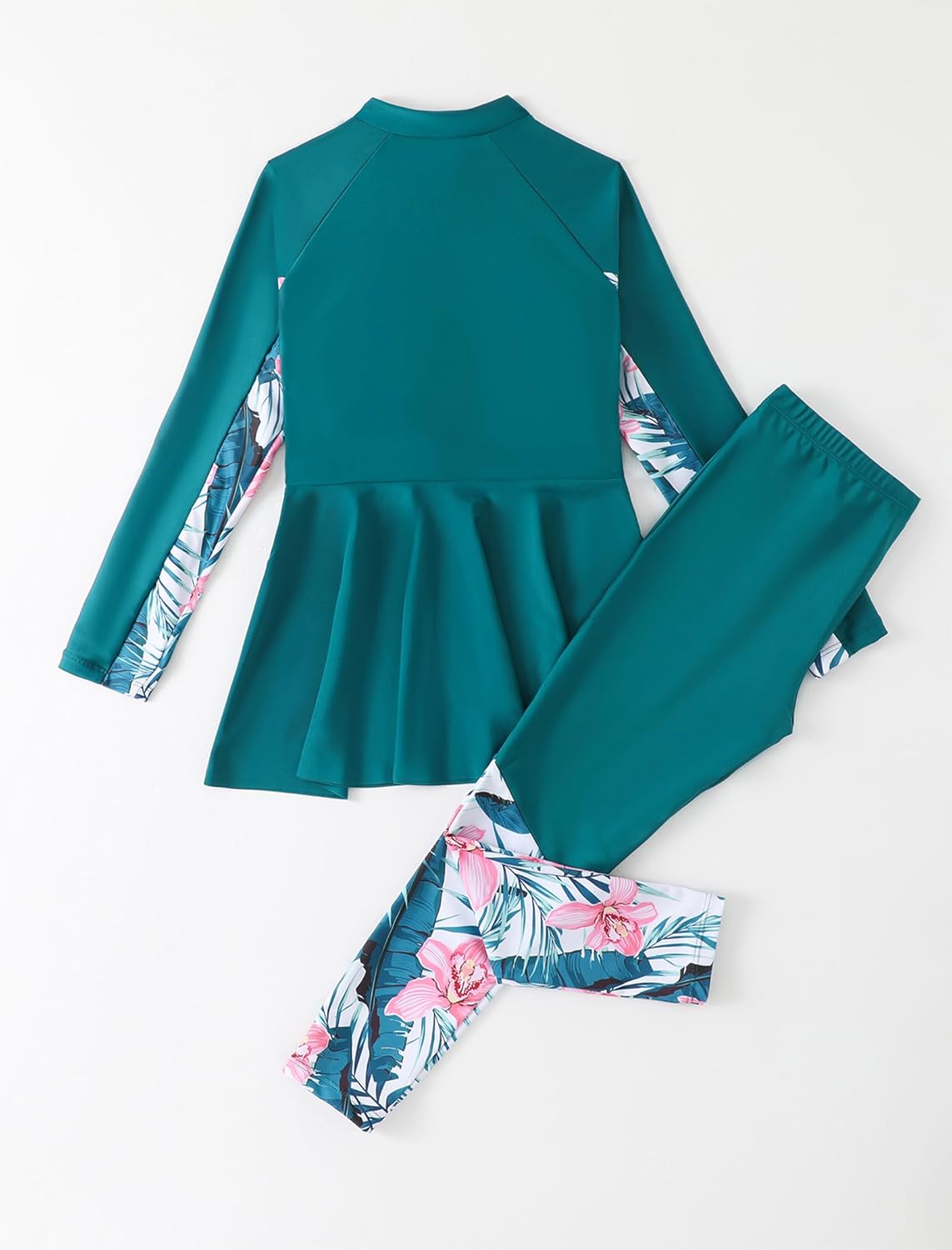 IDOPIP Muslim Swimsuits for Girls Kids Islamic Swimwear Burkini Full Long Sleeve Rash Guard Top Pants Modest Bathing Suit Set