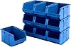 BiGDUG Plastic Parts Bins - Stackable or Wall Mounted Storage Boxes Garage Organiser - Pack of 10 - 125H x 150W x 240D mm - Blue