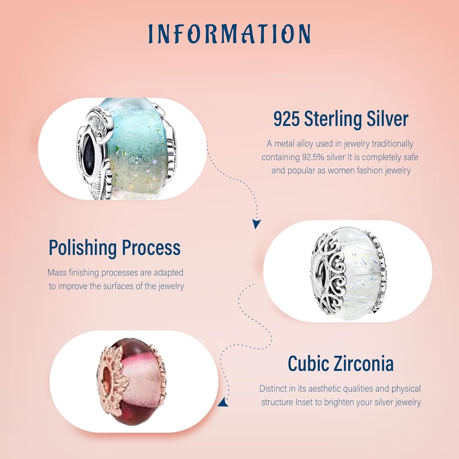 3 Pcs Murano Glass Spacer Charms for Bracelets 925 Sterling Silver with Cubic Zirconia Pendant for Necklaces Birthday Christmas Jewelry Gifts for Women (Red&Aqua&White)
