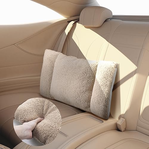 Miniatura 5 de Queekay Almohada lumbar de forro polar de 3 secciones, almohada de respaldo para silla de oficina, cómodo cojín de apoyo lumbar para asiento de