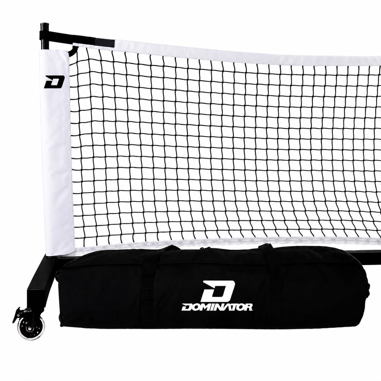 Dominator Standard Portable Pickleball Net - Indoor/Outdoor Regulation Pickleball Net - USAPA Compliant Pickleball Net on Wheels - System Includes Rolling Storage Bag &amp; Locking Wheels