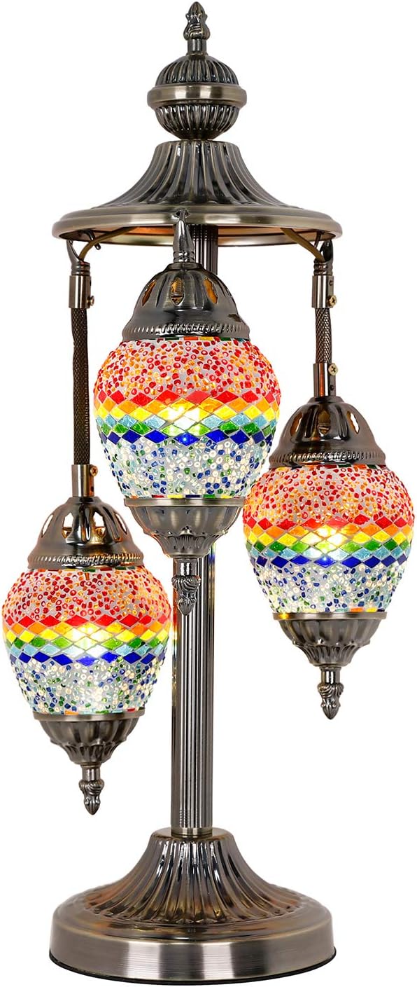 Gеt Sресіаl Prісе Marrakech Handmade 3 Globe Egg Shaped Mosaic Table Lamp Stained Glass Turkish Bedside Lamp