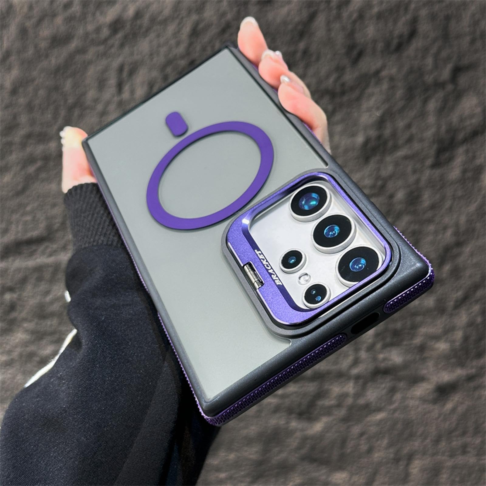 Étui de Luxe à Rabat magnétique pour Galaxy S23+ couverture complète violet