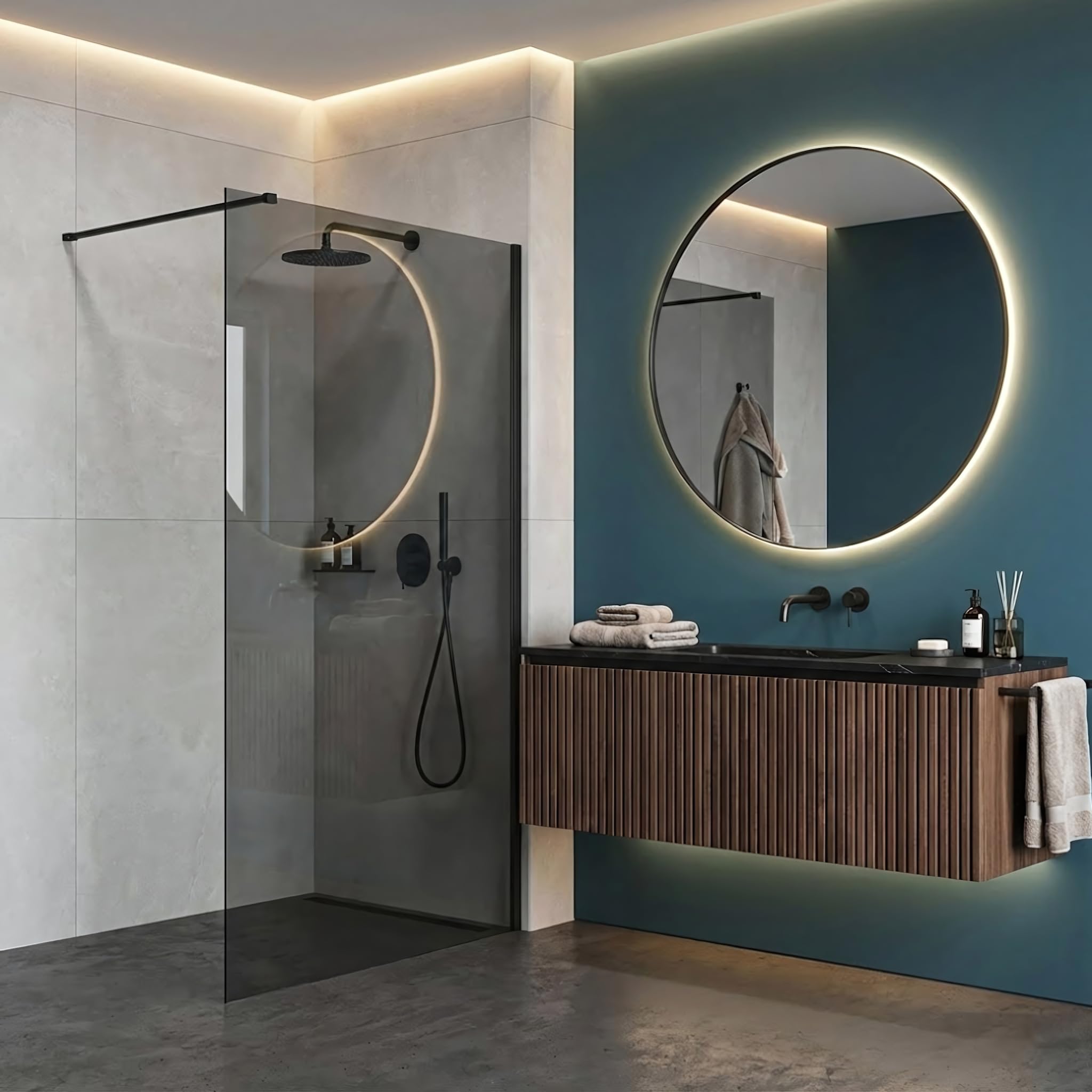 Rea ścianka prysznicowa Flexi Grey 110, Czarny