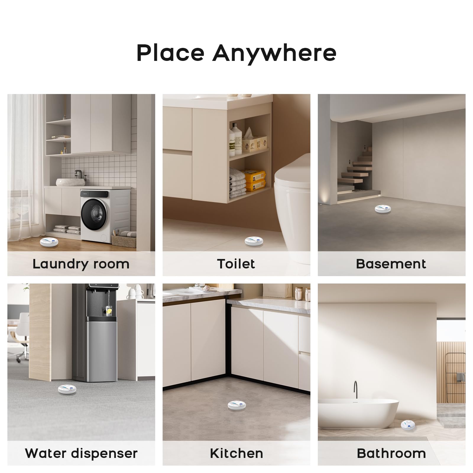 PGST Détecteur de Fuite d'eau Connecté WiFi 2.4GHz, Capteur de Fuite d'eau Hautes Sensibilités IP67 avec Alerte Sonore 100dB, Compatible Tuya Smart Life APP, Mensuel pour Cuisine, Salle de Bain
