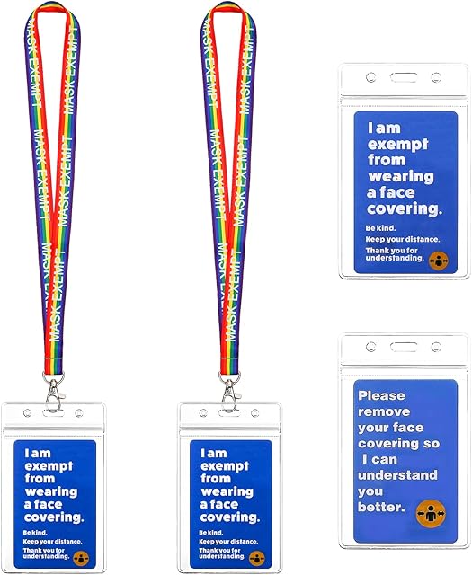 2 Personalised Printed Rainbow Lanyard,Plastic Badge Holders,ID Card Holders Neck Strap Lanyard,Waterproof Name Tag Clear Badge,Face Mask Exemption Card Lanyard for Holding Name Badge,ID Card or Key