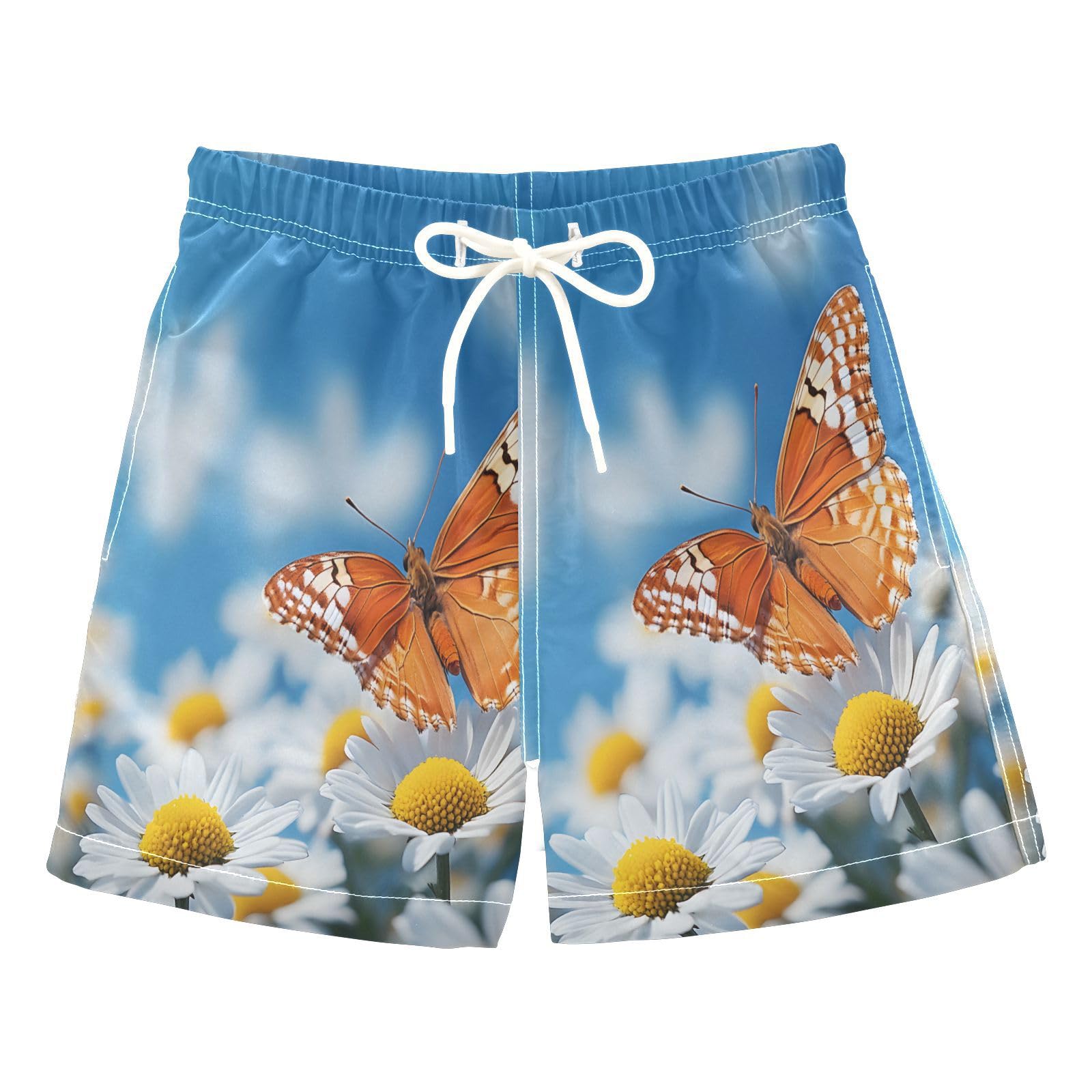 Boys Swim Trunks Toddler Swim Shorts Little Boys Swimwear Orange Butterfly Daisy Bathing Suit Swimsuit
