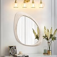 Vista 8 de AAZZKANG Espejo irregular negro asimétrico montado en la pared, espejo grande y moderno con marco de madera para baño, dormitorio, sala de estar