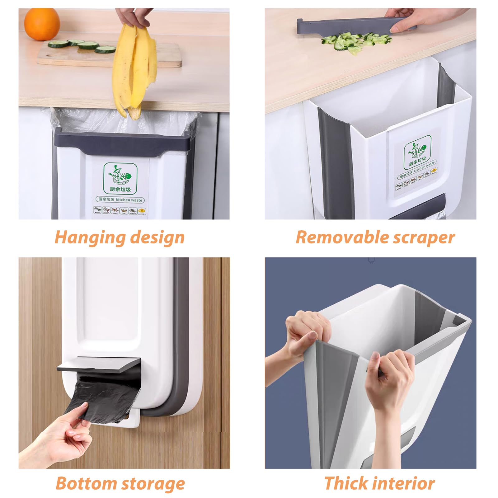 Poubelle Suspendue Pour Cuisine, 10 L, Support Mural