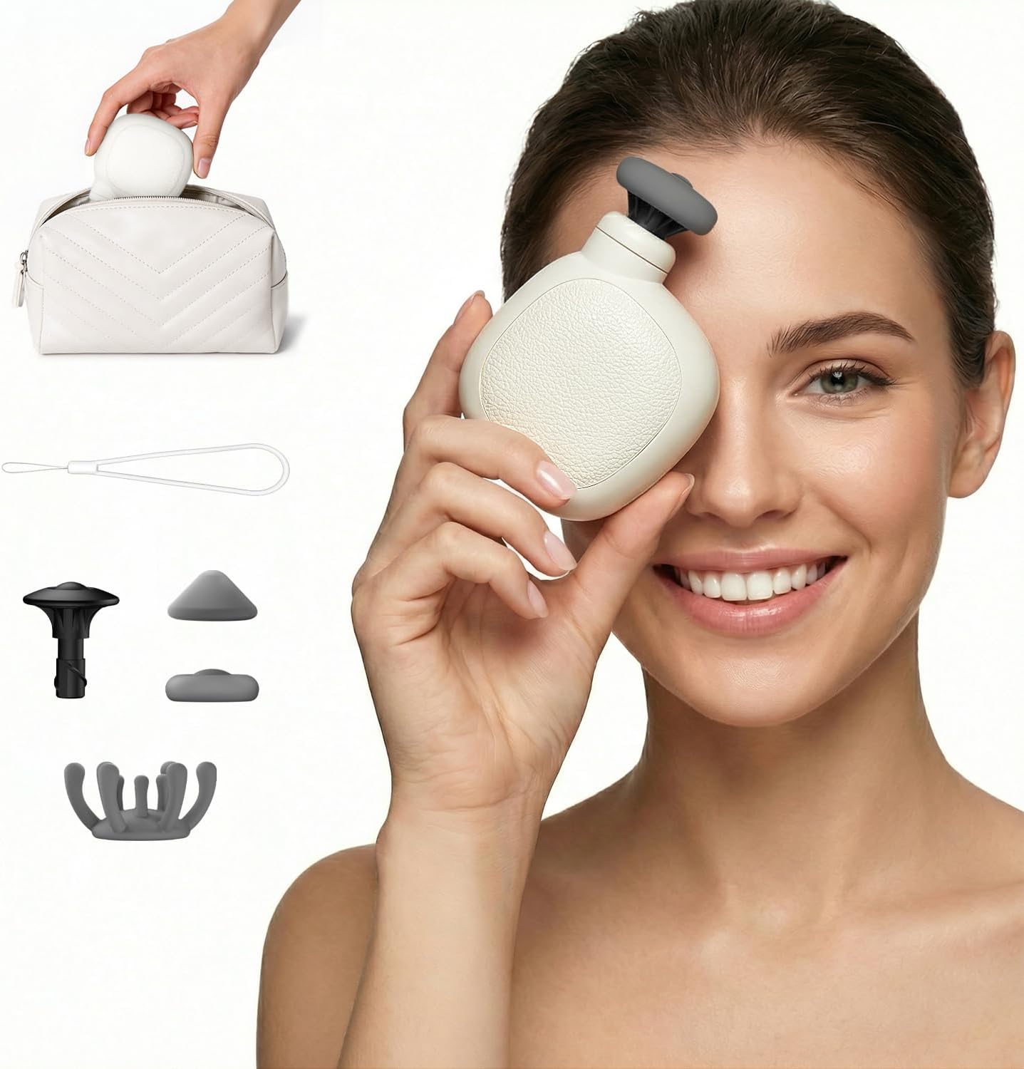 Portable Mini Massage Gun, Handheld Percussion Massager with 4 Heads 4 Speeds, USB-C Rechargeable Muscle Massager for Neck, Shoulders, Back, Legs, Travel, Office, Home