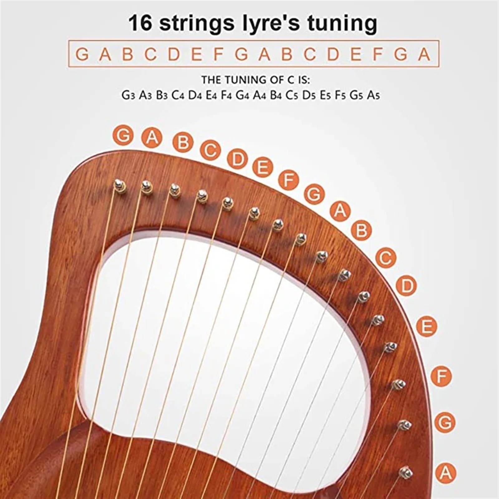 Lyre Harp 16 Saiten Holz Mahagoni Leier Harfe Instrument mit Tonabnehmer Stimmschlüssel Reinigungstuch Anfänger Geschenk Musikinstrument(Dark Green)
