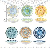 AHX Pasta Bowls Set of 6, 23 oz Shallow Ceramic Bowls for Pasta, Salad, Soup & More - Microwave, Dishwasher & Oven Safe - Colorful Pasta Bowls - 3