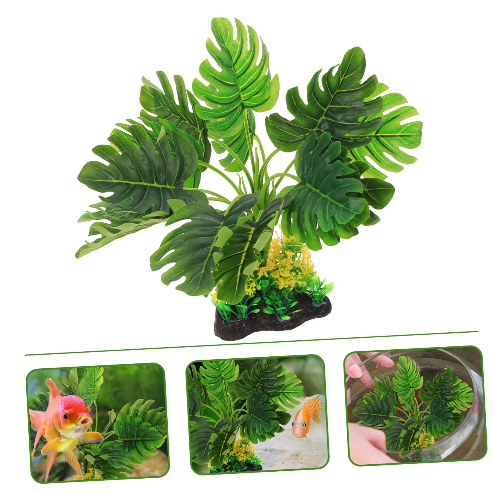 YARNOW 3 Piezas Pecera Paisajismo Agua Plantas Tanque De Peces De Acuario Decoración De Peces Acuario De Peces Plantas Artificiales Rocas De Pecera Accesorios Equipo El Plastico Green