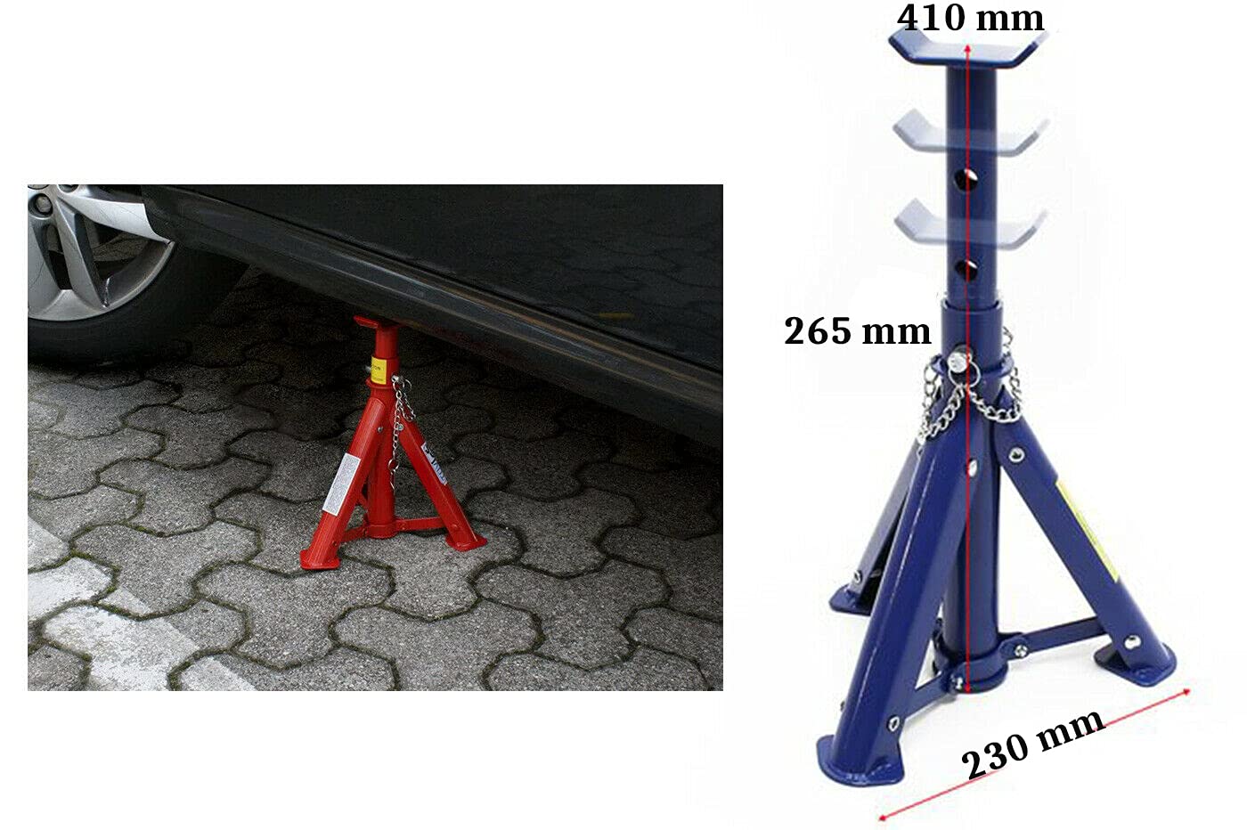 Coppia cavalletti Auto 3T Gambe Pieghevoli Portatile 365mm Supporto Solleva Auto