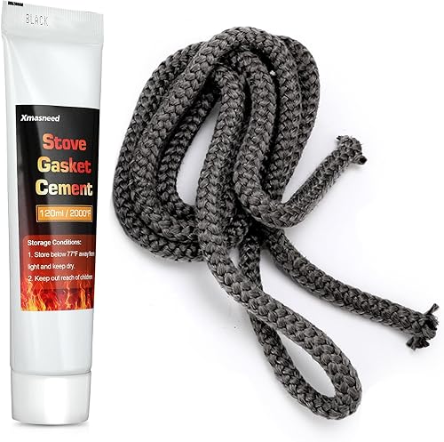 Xmasneed Kit de juntas para estufa de leña, junta de puerta de estufa de leña de 12 pulgada, junta de cuerda de estufa de madera impregnada de