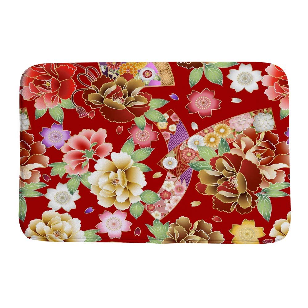 Tapis de bain japonais vintage rouge CHEHONG en velours lavable